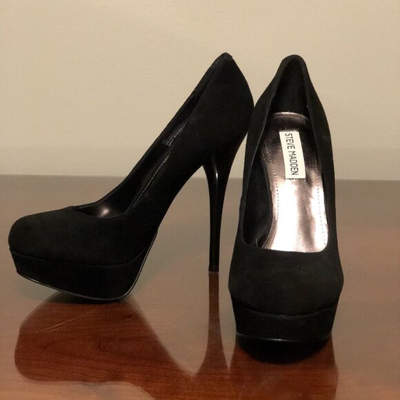 Steve Madden Shoes - Steve Madden Caryssa Pump Black Suede Platform Heels